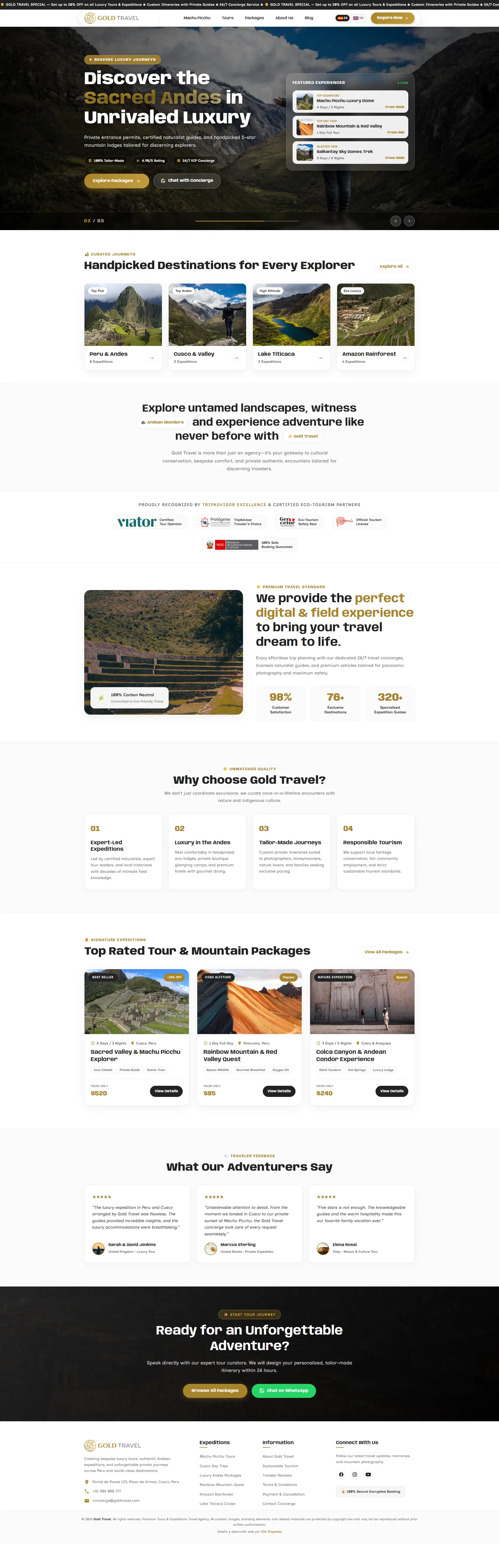 Vista desktop de Gold Travel